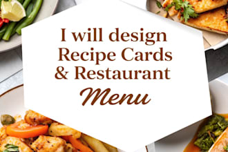design beautiful recipe card and restaurant menu