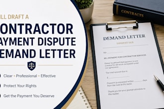 draft a contractor payment dispute demand letter for unpaid or disputed work