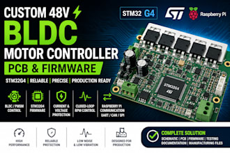 design 48v bldc motor controller pcb, stm32 firmware and embedded system