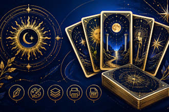design custom tarot card illustration for your oracle deck tarot design
