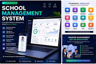 develop a complete school management system, student portal and admin dashboard