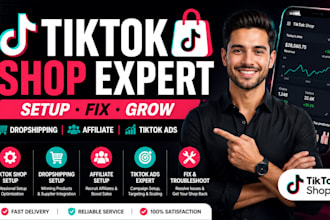 setup tik tok shop fix tik tok dropshipping, tik tok affiliate tiktok ads expert