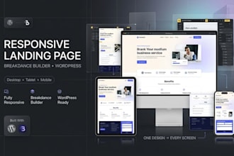 design responsive breakdance builder landing page for wordpress website