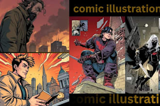 do  comic book art, comic pages and graphic novel illustration, comic panel