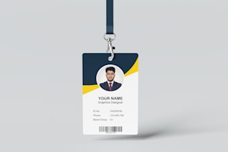 design premium staff id card, company badge, and lanyard or any badge