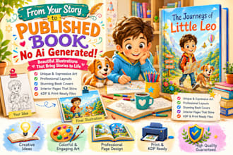 illustrate children story book, children book illustration for kdp