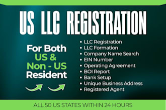 do US llc registration, llc formation and ein for US and non US residents