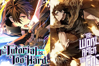 do webtoon cover manhwa light novel cover, shonen cover design anime cover art