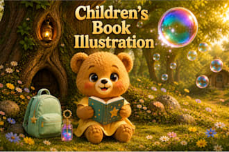 design children book illustration and children story book cover illustration