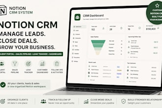 design notion CRM, client portal sales pipeline lead tracker customer dashboard