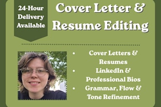 edit and proofread your cover letter, resume, and professional bio