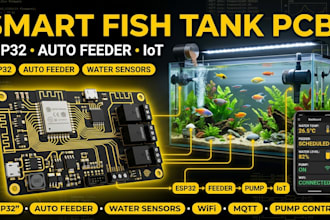 design smart fish tank pcb with automatic feeder esp32 and iot firmware