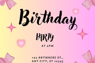design a cute birthday invitation or greeting card