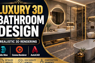 design a luxury 3d bathroom interior and render