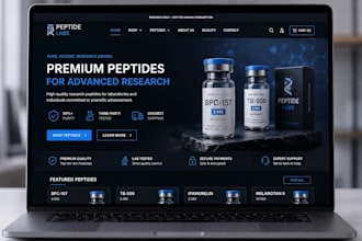 build peptide website, research peptide store and woocommerce website
