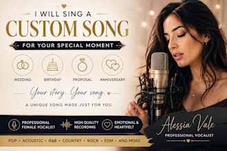 sing a custom for wedding, birthday, proposal, anniversary in any genre