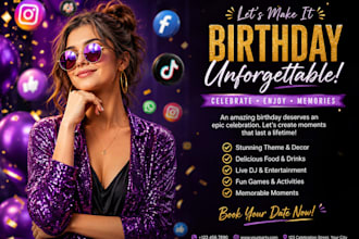 create amazing birthday flyer poster design or event flyer