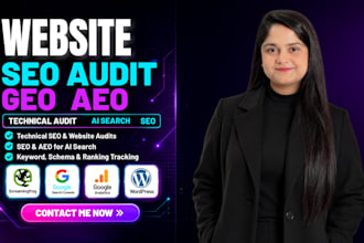do monthly ai SEO using aeo, GEO, website audit for google search and ai