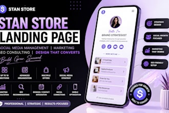setup stan store social media management marketing SEO consulting landing page