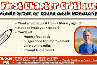 critique the 1st chapter of your middle grade or young adult manuscript