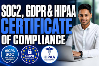 provide soc2, gdpr and hipaa certificate of compliance for your company