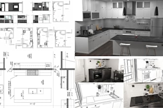 design kitchen layout, cabinet and floor plan for a functional space