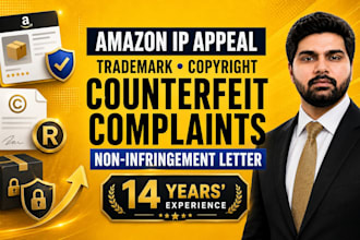 appeal amazon trademark copyright and counterfeit complaints as IP lawyer