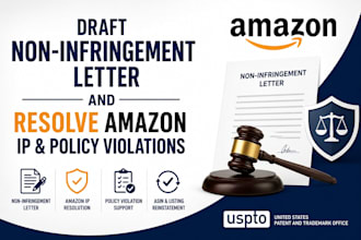 draft non infringement letter and resolve amazon IP and policy violation legally