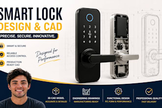 design smart lock, electronic door lock cad, access control housing, lock cad