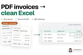 extract data from your PDF invoices into a clean excel file