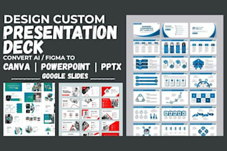 design a custom presentation deck, convert ai figma to canva powerpoint pptx