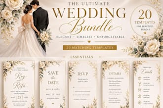 design wedding invitation suite, save the date, rsvp, menu within 24hours