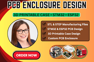 design pcb enclosure, 3d printable case, stm32 and esp32 pcb