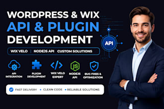 fix or develop wordpress website, wix api nodejs api plugin development wix velo