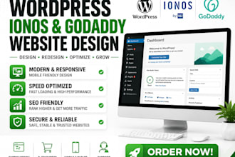 design wordpress ionos website and redesign godaddy websites ecommerce hostinger
