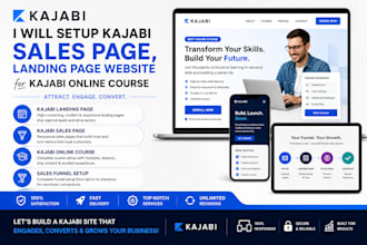setup kajabi sales page, kajabi landing page website for kajabi online course