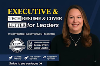 write executive ats resume, tech CV, and cover letter