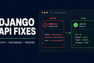fix django rest API, authentication, and database bugs