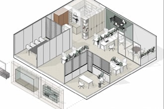 edit as built drawing for office renovation,millwork,2d layout,autocad shopdraft