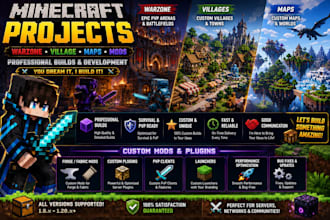build professional minecraft villages and pvp clients, survival bases, castles,
