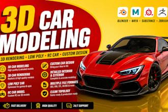 3d car modeling  3d car rending 3d car design low poly car rc car model