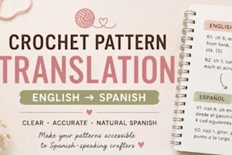 translate crochet, knitting and craft patterns from english to spanish