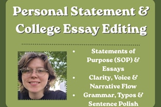 edit and proofread your college essay, personal statement, and sop