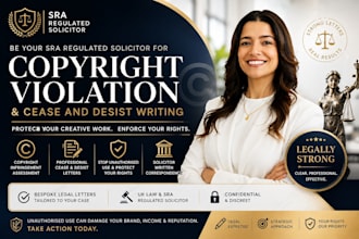 be sra regulated solicitor for copyright violation, cease and desist writing