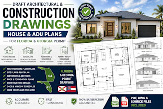 draft architectural construction drawings house adu plans for florida ga permit