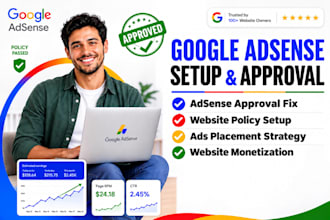 setup google adsense website approved and ads placement for website monetization