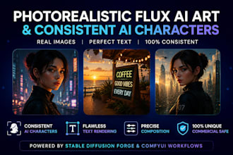 create photorealistic flux ai art and consistent ai character for digital brand