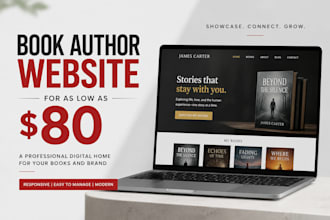 design author website, book author website, ebook website with easy admin panel