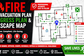 design fire evacuation plan, egress plan, and escape map