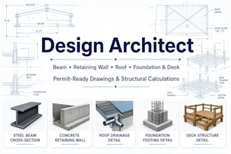 design architect beam retaining wall roof foundation deck permit ready drawing